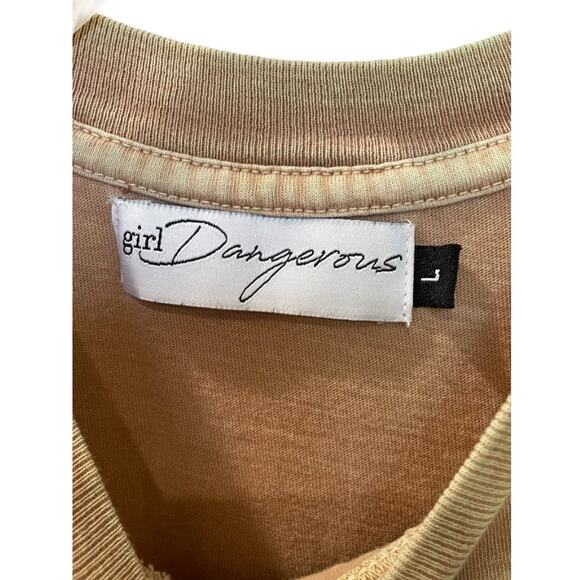 Girl Dangerous Cowboy Boot Graphic Tee Oversized Tan Size L - Picture 2 of 7